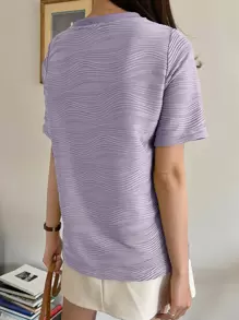 DAZY 夏季纹理圆领T恤，教师服装 - 紫丁香色 - 查看 2