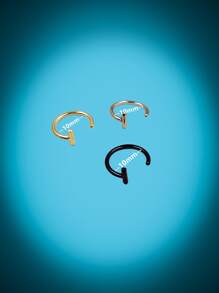 ROMWE 3 piezas Anillo de labio de acero inoxidable - Multicolor - Ver 3