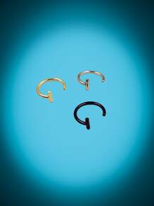 ROMWE 3 piezas Anillo de labio de acero inoxidable - Multicolor - Ver 1