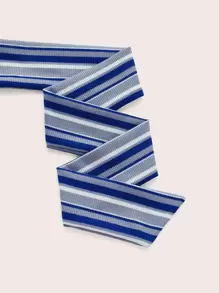 Soleia Striped Tie Back Crop Halter Top - Blue - View 3