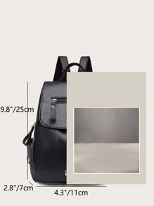 Vattentät , PU , Flip Ryggsäck , Lätt grafisk ryggsäck med väska Charm Skolväska För Graduate , Teen Girls Freshman , Sophomore , Junior & Senior In College , University & High School Perfekt för utomhusresor & Back To School - Svart - Visa 3