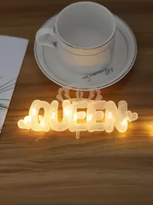 1pc 10-Led Light String With Queen Letter Shape, Warm Flower Bouquet Cake Decoration Light - Yellow - View 2