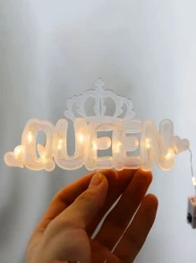 1pc 10-Led Light String With Queen Letter Shape, Warm Flower Bouquet Cake Decoration Light - Yellow - View 6