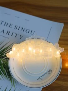 1pc 10-Led Light String With Queen Letter Shape, Warm Flower Bouquet Cake Decoration Light - Yellow - View 7