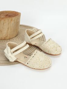 女孩拼接蕾絲蝴蝶結裝飾平底踝帶學院平底鞋