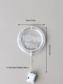 1pc Warm Light Valentine's Day Decoration Lamp, I Love You Letter Shaped Flower Bouquet Cake Decoration Lamp, Proposal Atmosphere Prop - Yellow - View 5