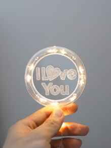1pc Warm Light Valentine's Day Decoration Lamp, I Love You Letter Shaped Flower Bouquet Cake Decoration Lamp, Proposal Atmosphere Prop - Yellow - View 6