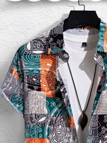 Manfinity Homme Bộ hai mảnh Nam Dây kéo Nút phía trước Paisley Chắp vá Kỳ nghỉ - Nhiều màu - Xem 5