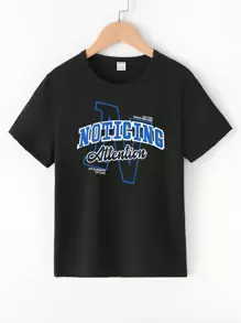 Tops con trai Lá thư Giải trí - màu đen - Xem 1