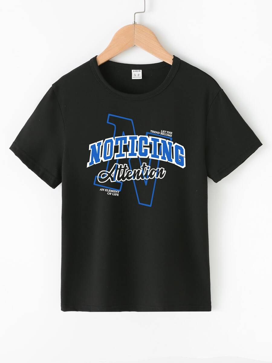 Tops con trai Lá thư Giải trí - màu đen - Xem 1