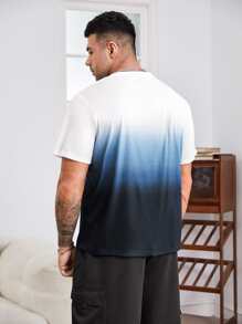 Manfinity Men Plus Ombre Patched Pocket Tee - Blue and White - View 2
