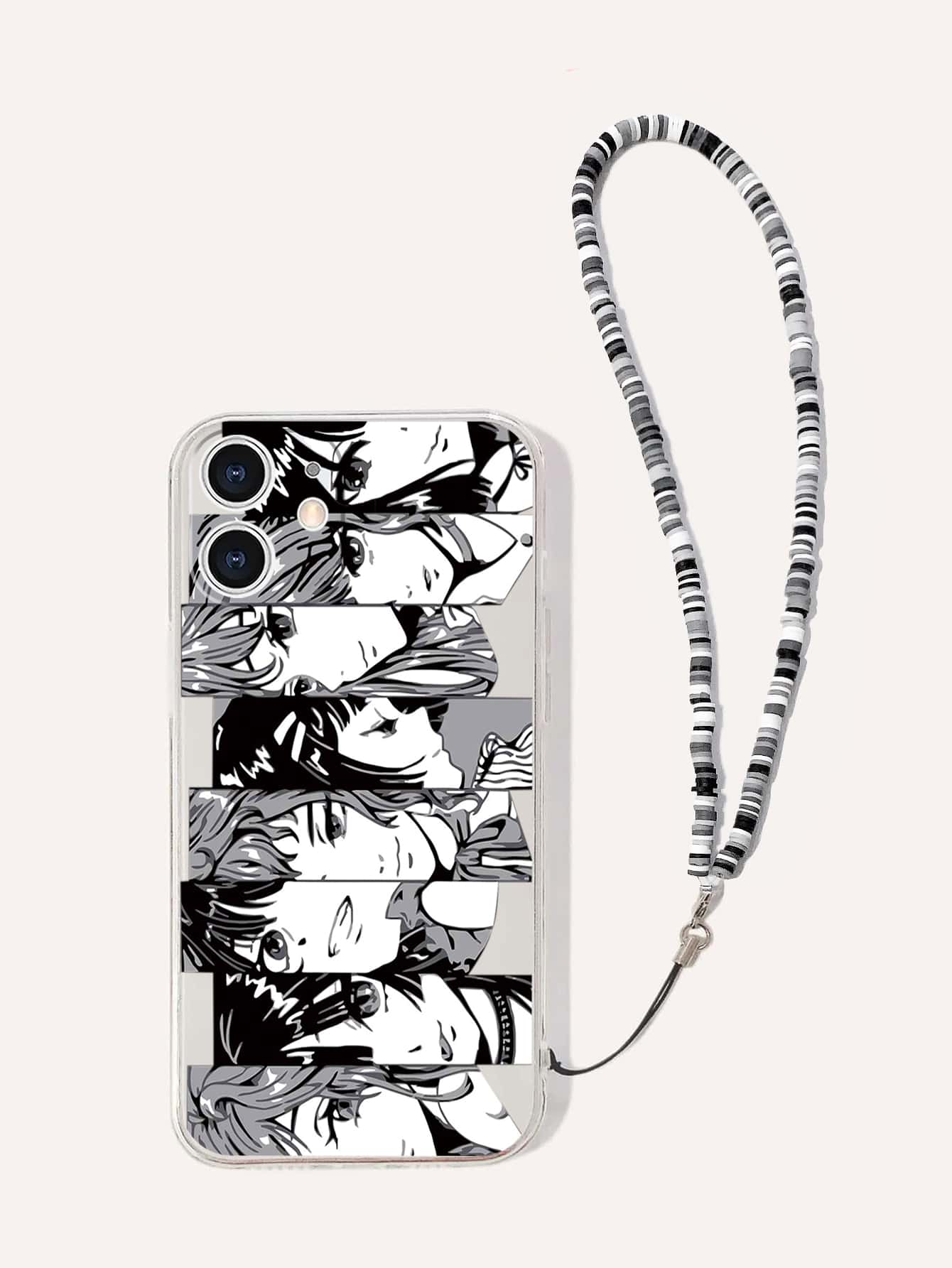 Figure Graphic Phone Case With Lanyard - Multicolor - View 1