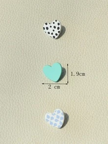 3pairs Heart Decor Stud Earrings - Multicolor - View 4