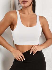 Crisscross Backless Sports Bra - White - View 2