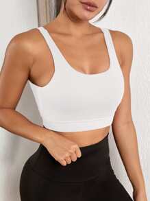 Crisscross Backless Sports Bra - White - View 3