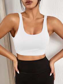 Crisscross Backless Sports Bra - White - View 5