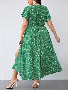 SHEIN VCAY 大碼小碎花高衩洋裝