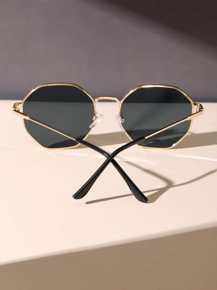 1 Pair Classic Geometric Metal Women's Fashion Fashion Glasses, Suitable For Daily Life, Holiday Gifts, Shopping, Beach Parties, Music Festivals, And An Ideal Accessory For Summer Beach Vacations, Outdoor Activities And Travel. Retro Geometric Frames, Suitable For Outings And Back-To-School Season. - Grey - View 4