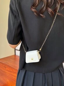 Mini crocodile-print pouch solid chain crossbody bag