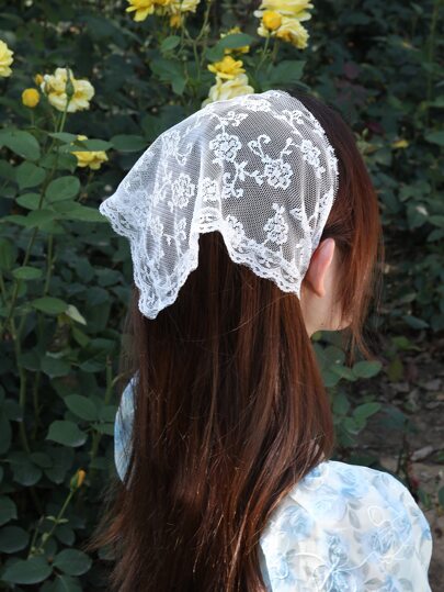 Floral Embroidered Lace Trim Hair Band Boho Valentine's Day Valentines Headband Turban Headband Sweatband, School Stuff, College, Headbands Fall Winter Hair Accessories For Women For Vacation Outfits Woman Elegant Scarf Women Bandanas Soft Headwrap