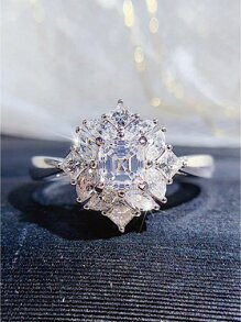 1 Xinh Xắn Đính Đá Cubic Zirconia Nhẫn Cho Nữ Cho Lễ Tình Nhân Tặng Cưới Đính Hôn Trang Sức - Bạc - Xem 4