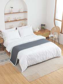 Plain Tassel Decor Bed Runner - Grey - View 2