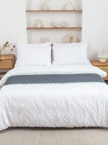 Plain Tassel Decor Bed Runner - Grey - View 4