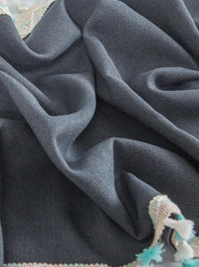 Plain Tassel Decor Bed Runner - Grey - View 6