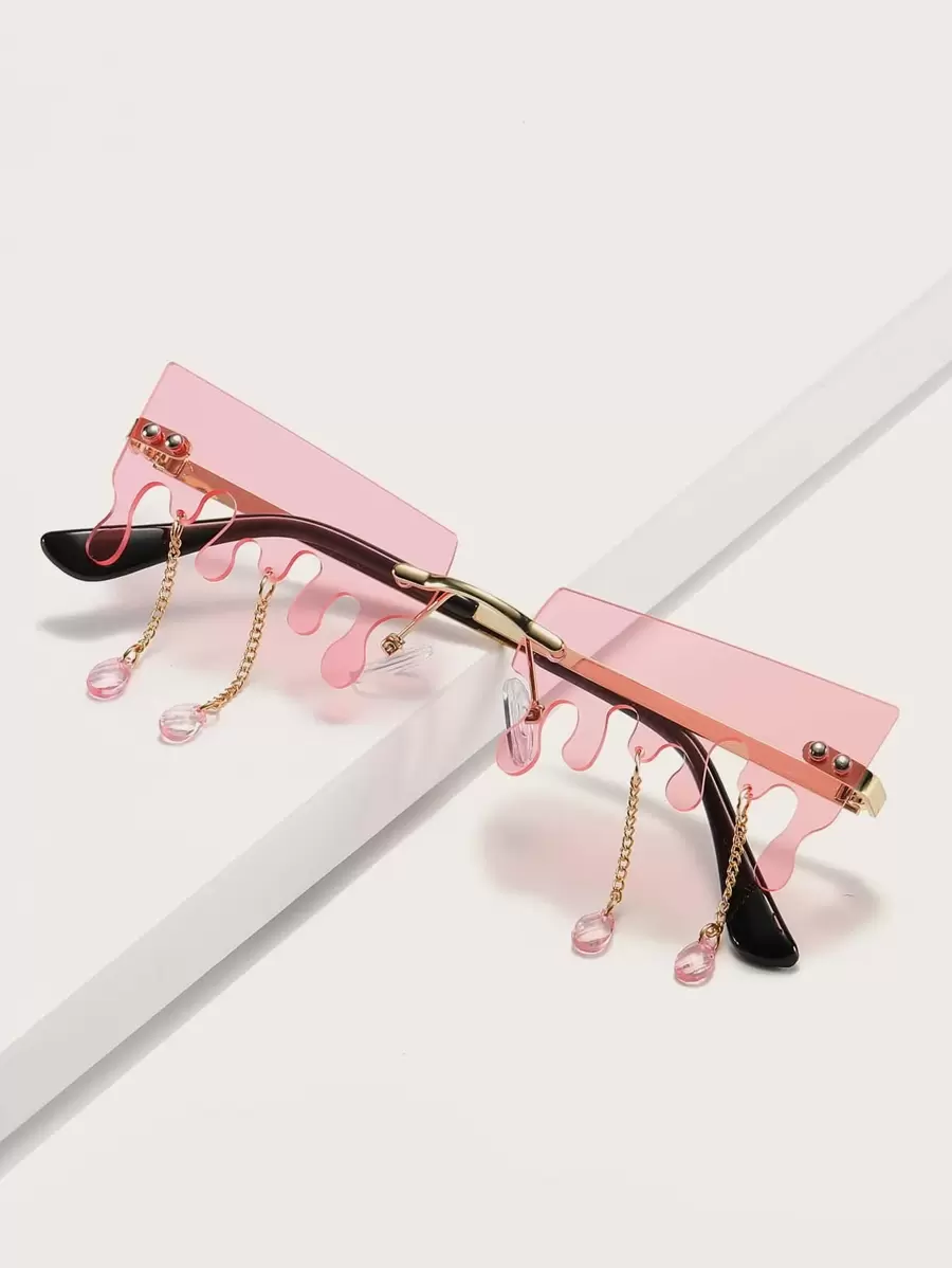 Unique Quirky Chain Link Accent Fashion Glasses, Fashion Eyewear