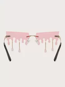 Kính thời trang mắt xích độc đáo kỳ quặc, Phụ kiện kính thời trang Halloween bãi biển cho phụ nữ Kính râm thời trang cơ bản hợp thời trang Thu Đông cho phụ nữ Trang phục Quần áo Quà tặng giản dị cho doanh nhân - Hồng - Xem 2