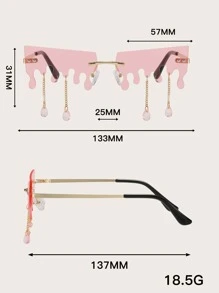 Kính thời trang mắt xích độc đáo kỳ quặc, Phụ kiện kính thời trang Halloween bãi biển cho phụ nữ Kính râm thời trang cơ bản hợp thời trang Thu Đông cho phụ nữ Trang phục Quần áo Quà tặng giản dị cho doanh nhân - Hồng - Xem 6