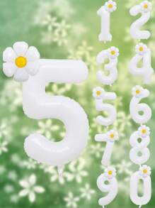 1 个数字形气球和 1 个花形气球套装，40 英寸气球套装，适合派对、圣诞节