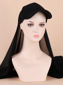 Gorra de béisbol sólida con pañuelo para el cabello y gorro para dormir - Negro - Ver 1