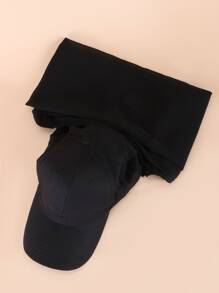 Gorra de béisbol sólida con pañuelo para el cabello y gorro para dormir - Negro - Ver 3