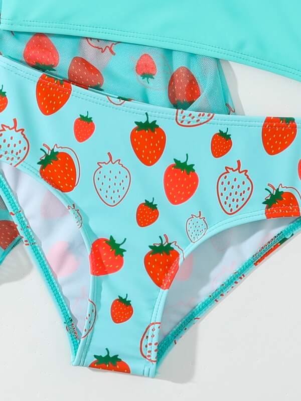 SHEIN Kids EVRYDAY Toddler Girls 3pack Random Strawberry Print Bikini