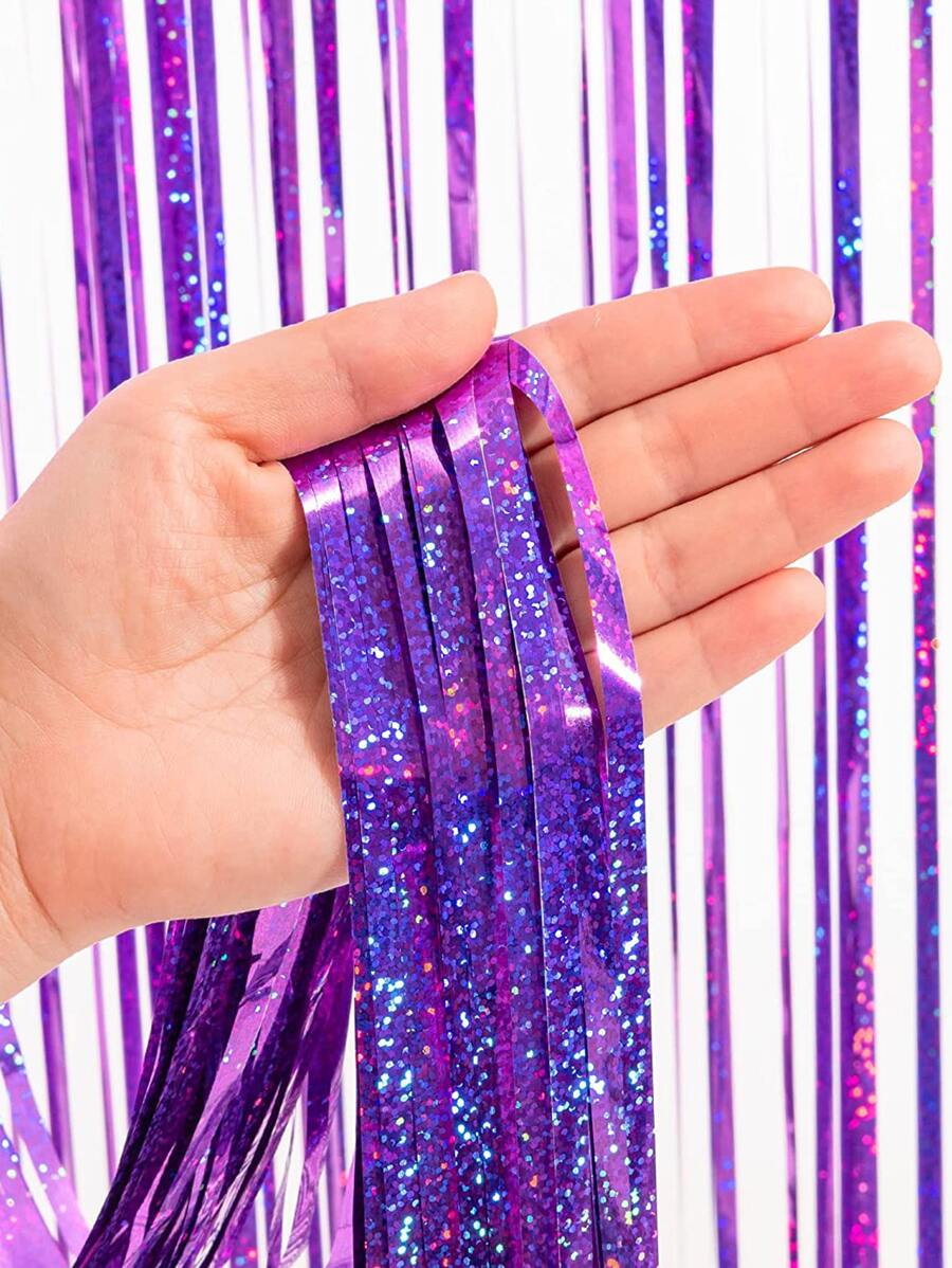 1入組2m亮片細節TPE派對裝飾鐳射流蘇窗簾適用於派對裝飾用品
