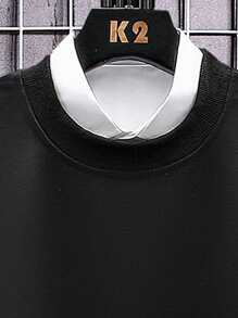 Manfinity Homme Men Rose & Japanese Letter Graphic Drop Shoulder Pullover Without Shirt - Black - View 4