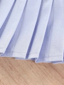 小女童西裝領夾克和吊帶上衣和百褶半身裙 - 藍白色 - 查看 3