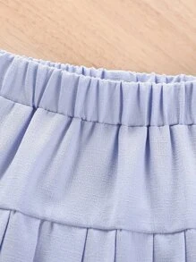 小女童西裝領夾克和吊帶上衣和百褶半身裙 - 藍白色 - 查看 4