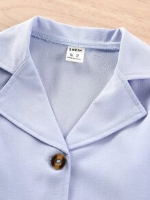 小女童西裝領夾克和吊帶上衣和百褶半身裙 - 藍白色 - 查看 6