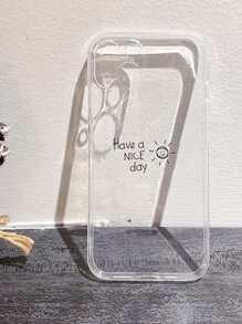 Slogan Graphic Clear Phone Case - Clear - View 4