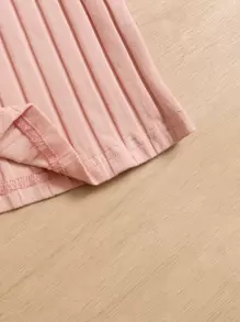 SHEIN 2pcs Tween Girls' Solid Color Ribbed Crew Neck Casual Knit Top - Multicolor - View 4