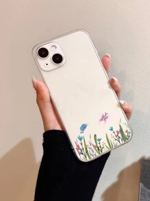 Transparente Handyhülle mit Blume & Schmetterling Muster - Transparent - Übersicht 1