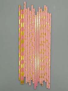 100pcs Strawberry & Star Print Disposable Straw