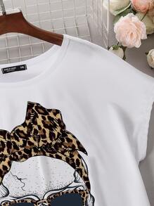 Mulvari Áo thun Plus size Lễ Các Thánh Giải trí - trắng - Xem 4