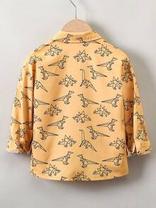 SHEIN 小男童卡通圖案口袋貼布襯衫