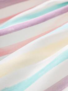 Bebé Vestido de rayas combinadas ribete con fruncido con lazo delantero con diadema - Multicolor - Ver 7