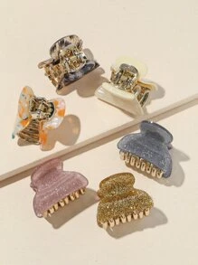 1入隨機豹紋和閃粉裝飾髮卡，街頭時尚 - 彩色 - 查看 2