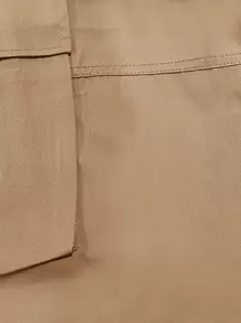 Manfinity LEGND Men Flap Pocket Zip Hem Drawstring Waist Trousers - Khaki - View 7