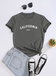 SHEIN Unity Number And Letter Graphic Tee - Dark Grey - View 1